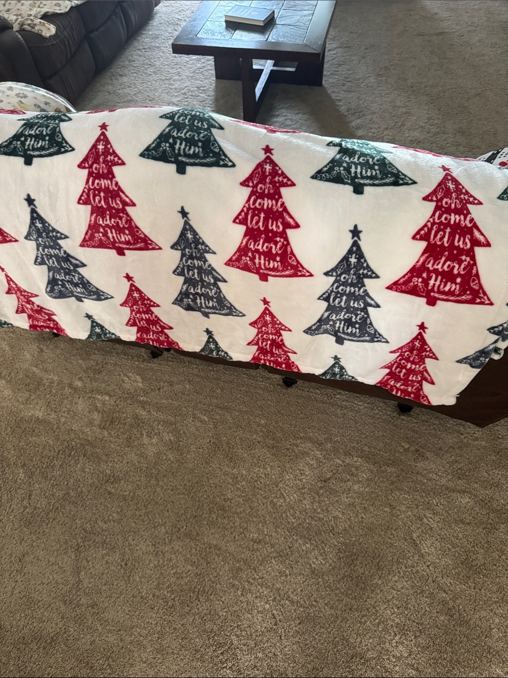 50x70 Festive Fleece Holiday Throw Blanket - Red & Green